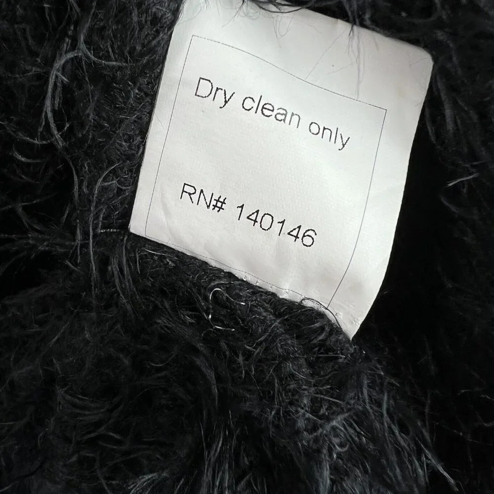 TOV Los Angeles Faux Fur Black Sweater Top w/ Net Accents Sz 42/M - Picture 5 of 6